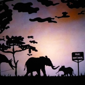 Spectacle d'ombres chinoises HISTOIRE d IVOIRE La vie des derniers éléphants d'Afrique parc national 01