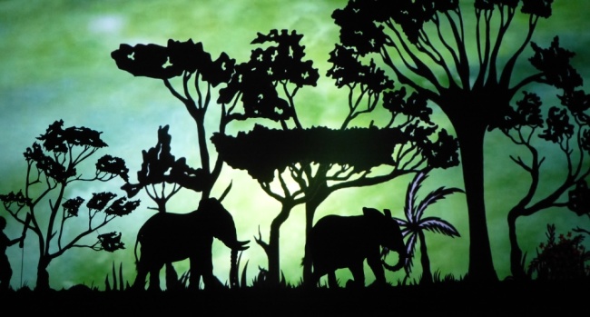 Spectacle d ombres chinoises HISTOIRE d IVOIRE La vie des derniers éléphants d'Afrique la forêt 06