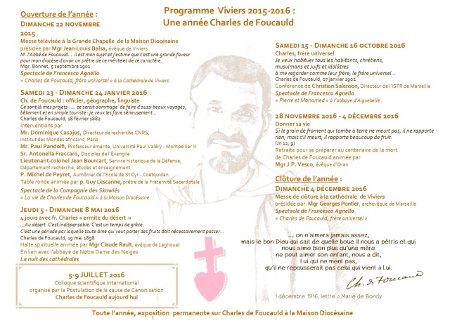 Viviers 2015 2016 Une année Charles de Foucauld